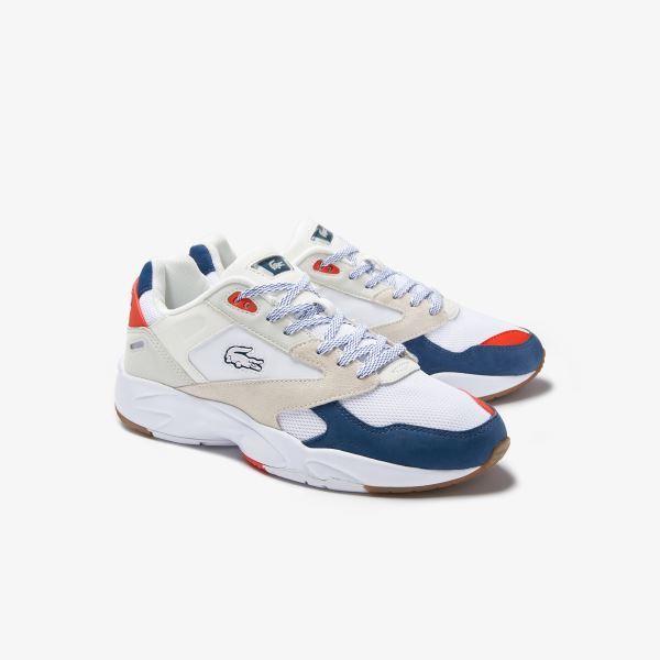 Lacoste Storm 96 LO Textile Sneakers Pánské - Tenisky Bílé / Tmavě Blankyt | CZ-L03zYm